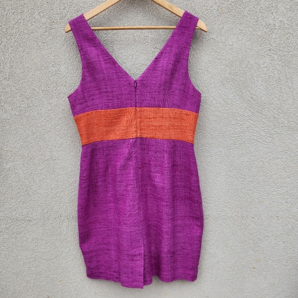 TRINA TURK Women's Dress Size 10 Purple 100% Silk Lined Tweed Glam Party - Picture 5 of 11